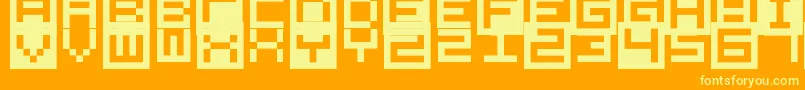 フォントAllSquareNow – オレンジの背景に黄色の文字