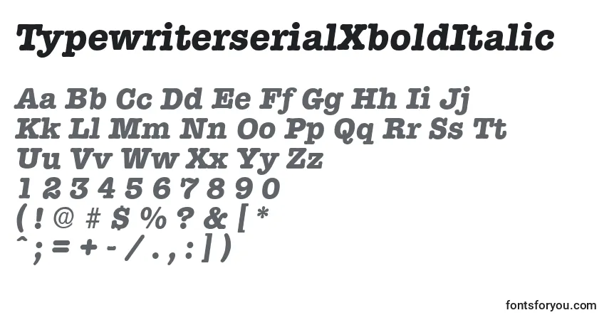 Шрифт TypewriterserialXboldItalic – алфавит, цифры, специальные символы
