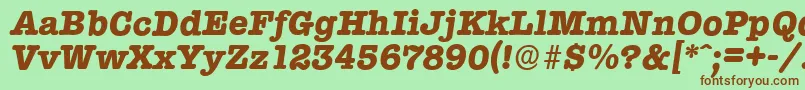 TypewriterserialXboldItalic Font – Brown Fonts on Green Background