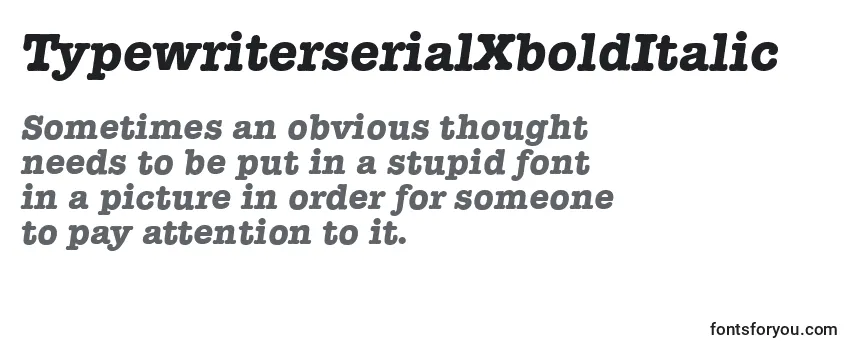 Przegląd czcionki TypewriterserialXboldItalic