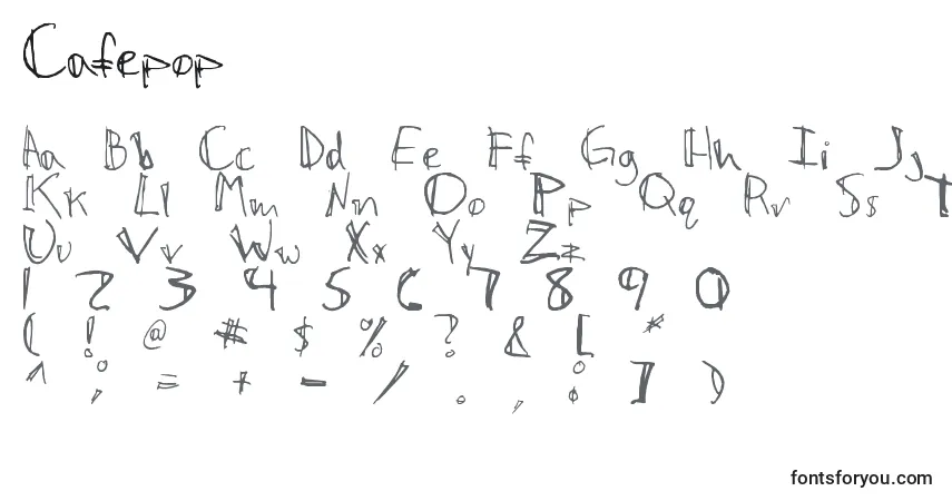 Czcionka Cafepop – alfabet, cyfry, specjalne znaki