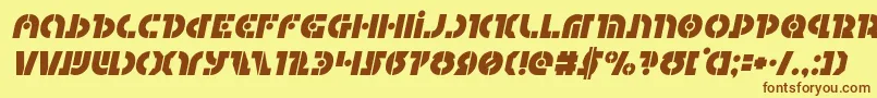 フォントQuestlokital – 茶色の文字が黄色の背景にあります。