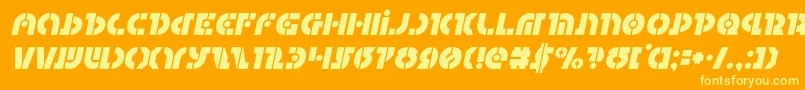 Questlokital-Schriftart – Gelbe Schriften auf orangefarbenem Hintergrund