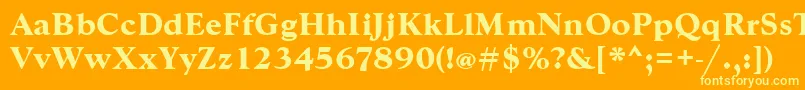 Подробнее о шрифте GoudytBold Шрифт GoudytBold – жёлтые шрифты на оранжевом фоне