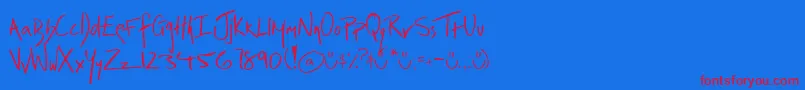 Irrep-Schriftart – Rote Schriften auf blauem Hintergrund