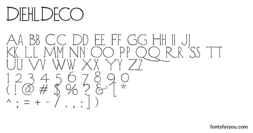 Czcionka DiehlDeco – alfabet, cyfry, specjalne znaki