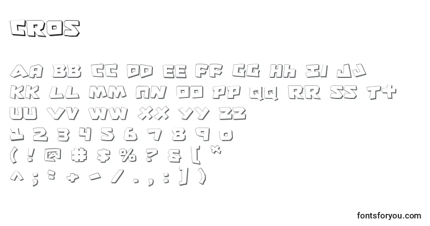 Czcionka Cros – alfabet, cyfry, specjalne znaki