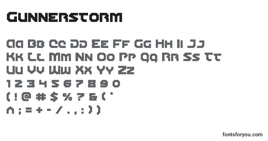 Шрифт Gunnerstorm – алфавит, цифры, специальные символы