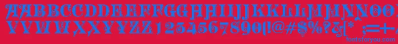 Morgtn Font – Blue Fonts on Red Background