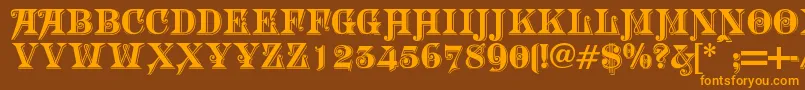 Morgtn-Schriftart – Orangefarbene Schriften auf braunem Hintergrund