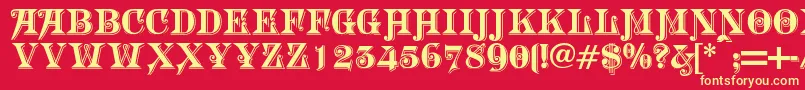 Morgtn Font – Yellow Fonts on Red Background
