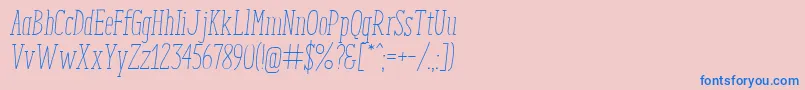 Fonte EnyoSlabLightItalic – fontes azuis em um fundo rosa