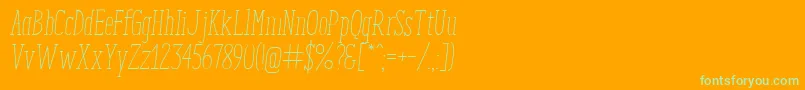 EnyoSlabLightItalic-Schriftart – Grüne Schriften auf orangefarbenem Hintergrund