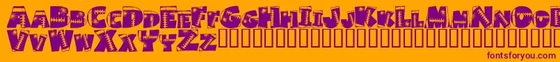 Touchdown-Schriftart – Violette Schriften auf orangefarbenem Hintergrund