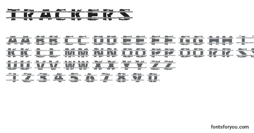 Trackers-fontti – aakkoset, numerot, erikoismerkit