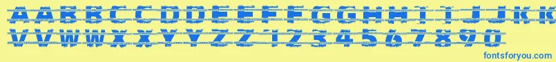 Trackers Font – Blue Fonts on Yellow Background