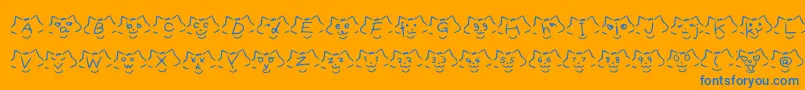 FontCatsVer1.00-Schriftart – Blaue Schriften auf orangefarbenem Hintergrund