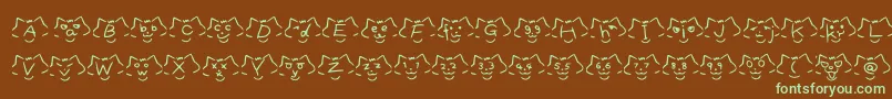 FontCatsVer1.00-Schriftart – Grüne Schriften auf braunem Hintergrund