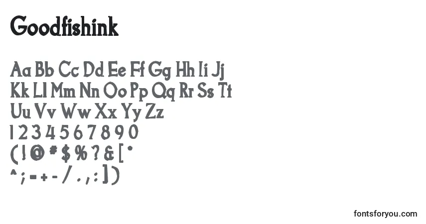 Goodfishink-fontti – aakkoset, numerot, erikoismerkit