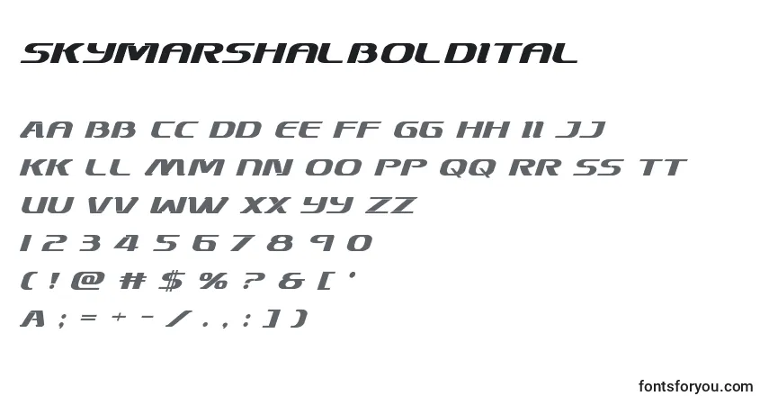 Skymarshalboldital-fontti – aakkoset, numerot, erikoismerkit