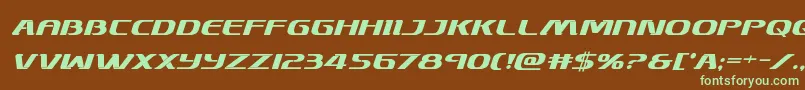 フォントSkymarshalboldital – 緑色の文字が茶色の背景にあります。