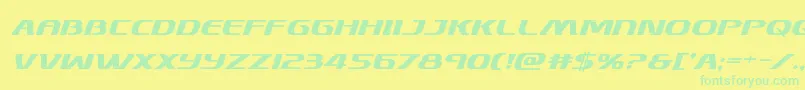 フォントSkymarshalboldital – 黄色い背景に緑の文字