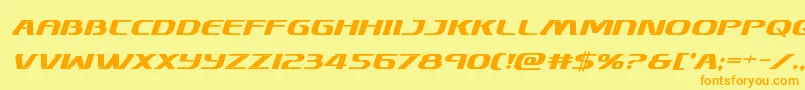 フォントSkymarshalboldital – オレンジの文字が黄色の背景にあります。