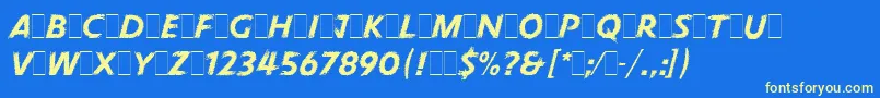 PneumaLetPlain.2.0 Font – Yellow Fonts on Blue Background