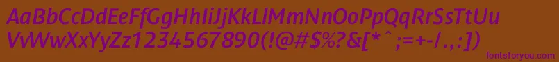 DendanewcItalic Font – Purple Fonts on Brown Background