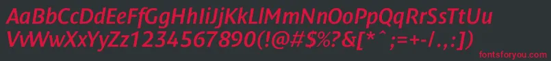 DendanewcItalic Font – Red Fonts on Black Background