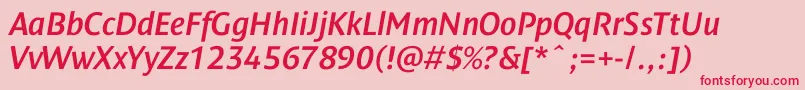 DendanewcItalic Font – Red Fonts on Pink Background
