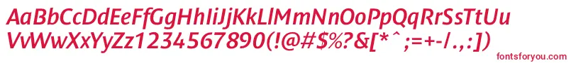 DendanewcItalic Font – Red Fonts on White Background