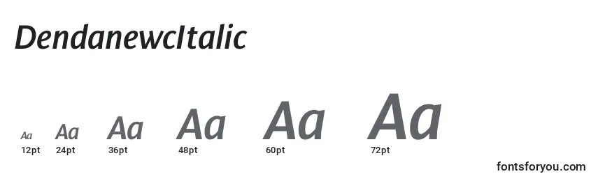 Размеры шрифта DendanewcItalic