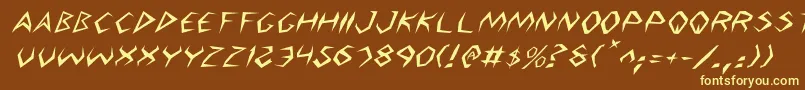 ArgosyItalic-Schriftart – Gelbe Schriften auf braunem Hintergrund