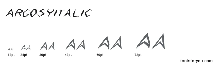 ArgosyItalic Font Sizes