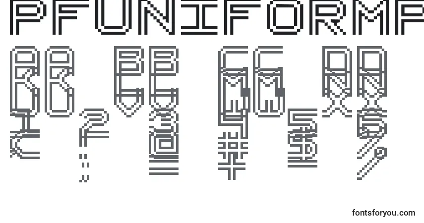 Schriftart PfUniformPro – Alphabet, Zahlen, spezielle Symbole