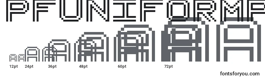 PfUniformPro Font Sizes