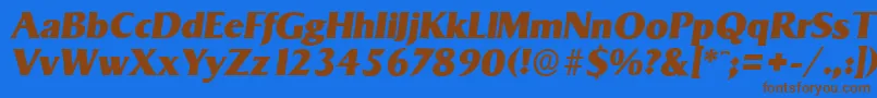 Więcej informacji o czcionce SigvarserialHeavyItalic Czcionka SigvarserialHeavyItalic – brązowe czcionki na niebieskim tle
