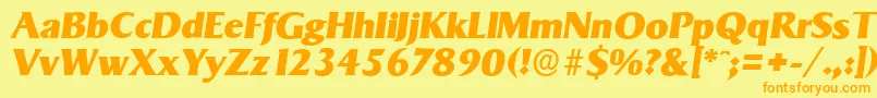 SigvarserialHeavyItalic-fontti – oranssit fontit keltaisella taustalla