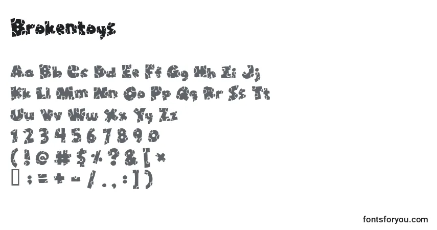 Fuente Brokentoys - alfabeto, números, caracteres especiales