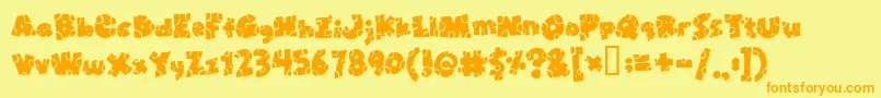 Brokentoys-Schriftart – Orangefarbene Schriften auf gelbem Hintergrund