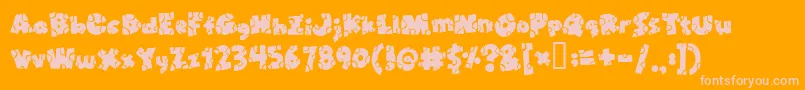 Brokentoys-Schriftart – Rosa Schriften auf orangefarbenem Hintergrund