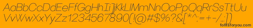 VillerayThinitalic-Schriftart – Schwarze Schriften auf orangefarbenem Hintergrund