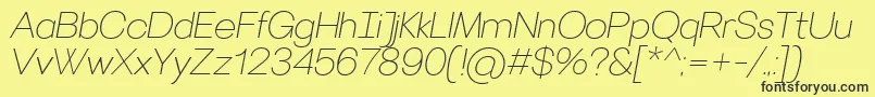 VillerayThinitalic Font – Black Fonts on Yellow Background