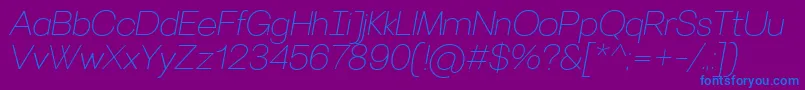 VillerayThinitalic-Schriftart – Blaue Schriften auf violettem Hintergrund