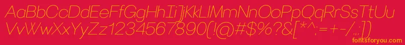 VillerayThinitalic-Schriftart – Orangefarbene Schriften auf rotem Hintergrund