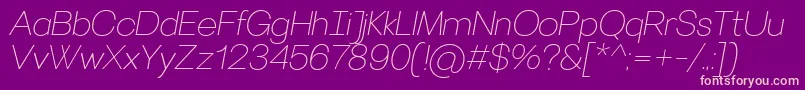 VillerayThinitalic Font – Pink Fonts on Purple Background