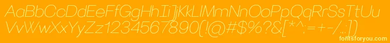 VillerayThinitalic-Schriftart – Gelbe Schriften auf orangefarbenem Hintergrund