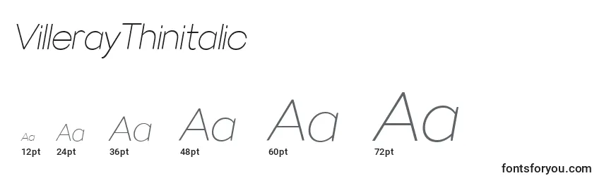 VillerayThinitalic Font Sizes