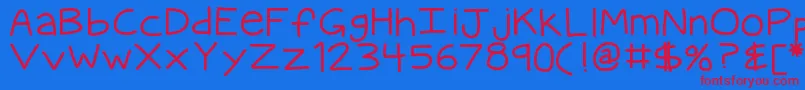 Kbquipster Font – Red Fonts on Blue Background